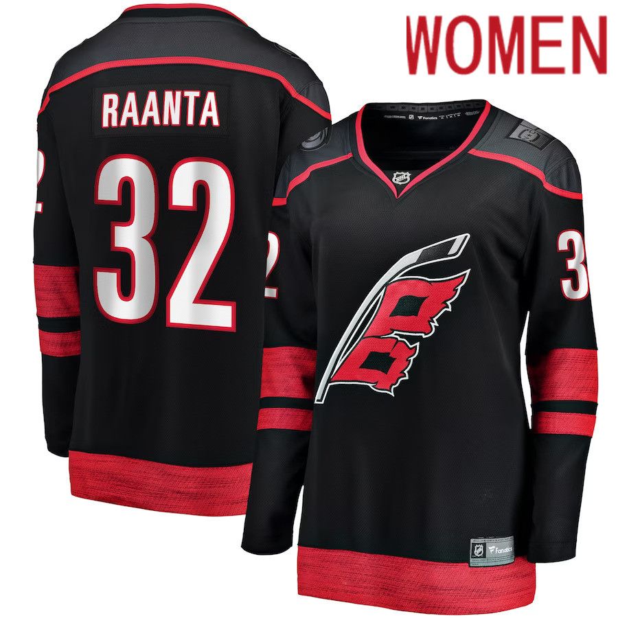 Women Carolina Hurricanes 32 Antti Raanta Fanatics Branded Black Home Breakaway Player NHL Jersey